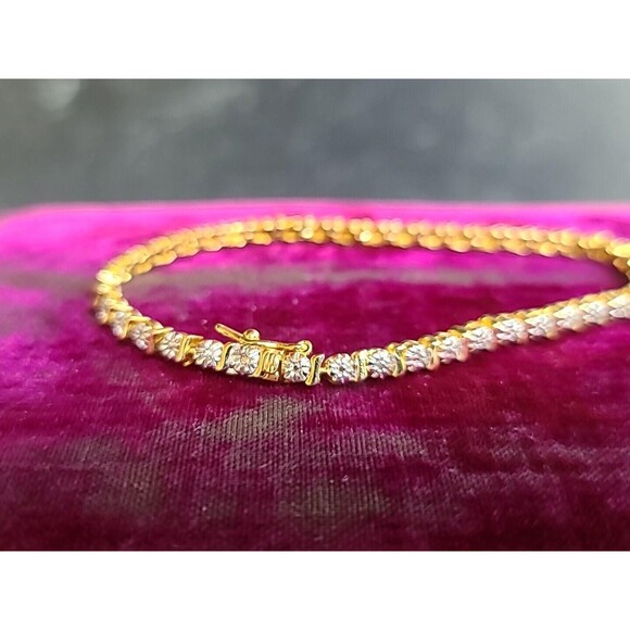 Vermeil Diamond Bracelet Vintage - Picture 1 of 10